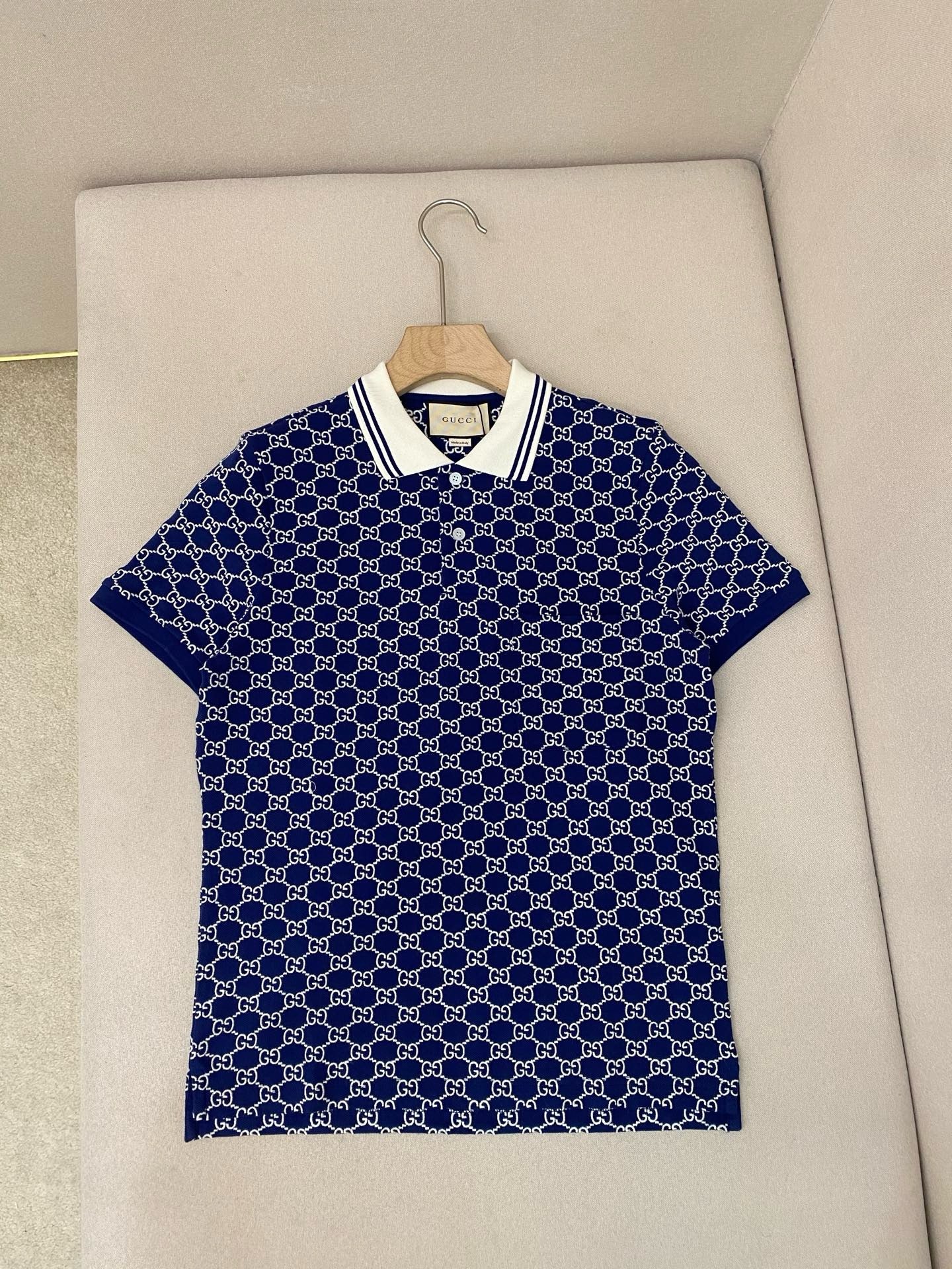 Polo gg coton strectch marron  bleu