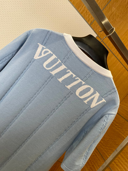 Tee-shirt manches courtes en coton et soie bleu lv