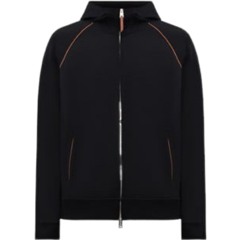 BRUNELLO CUCI Techno Cotton Zip-up Hoodie In Black