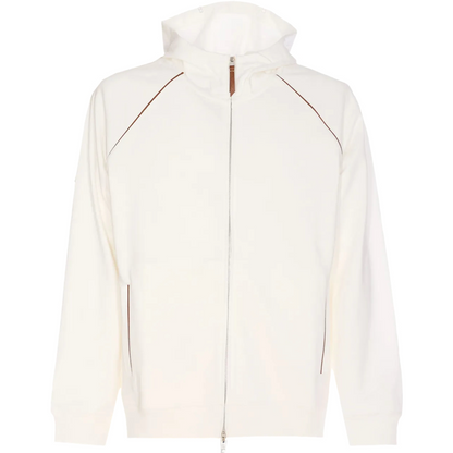 BRUNELLO CUCI Techno Cotton Zip-up Hoodie In White
