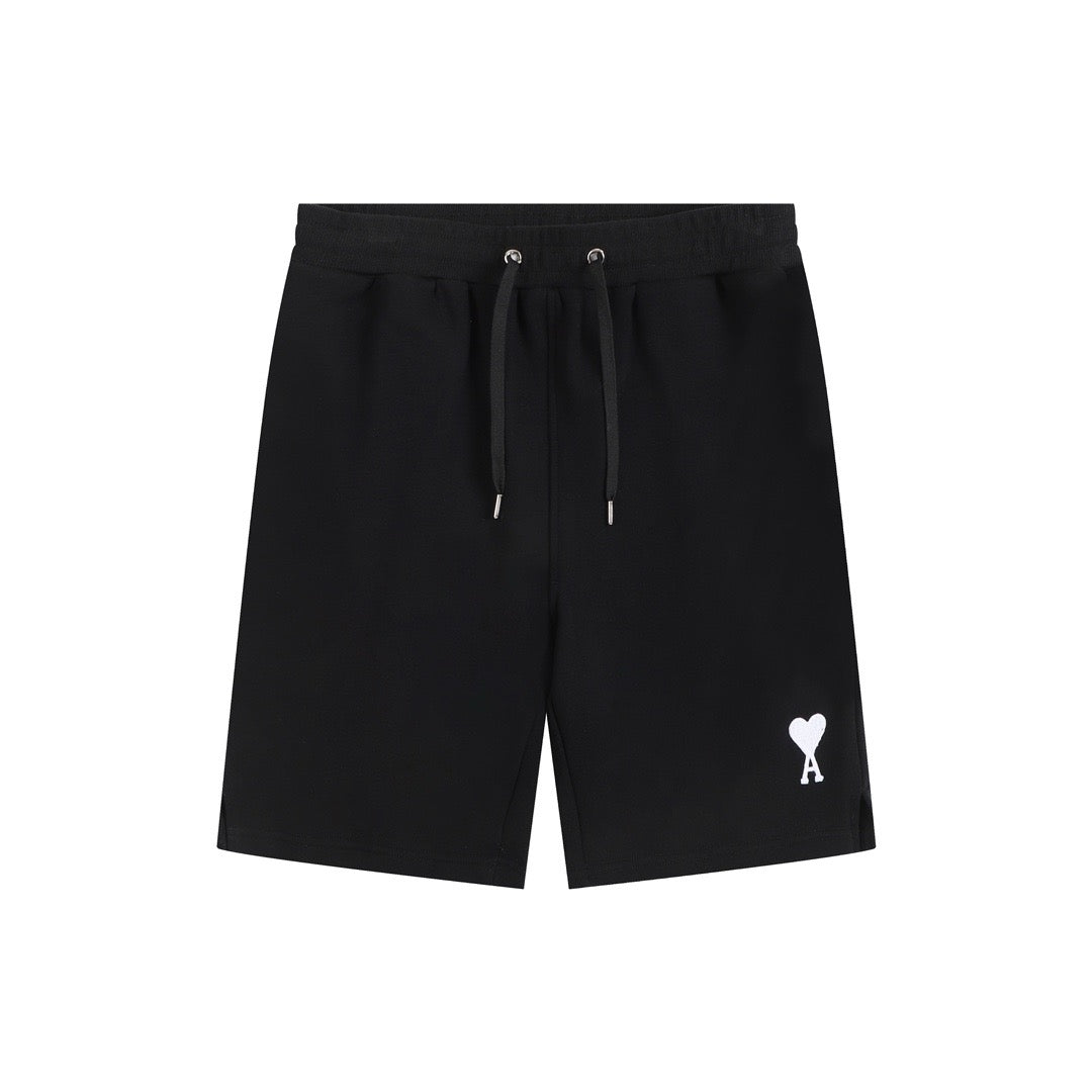 Short noir à petit logo ami de cœur blanc