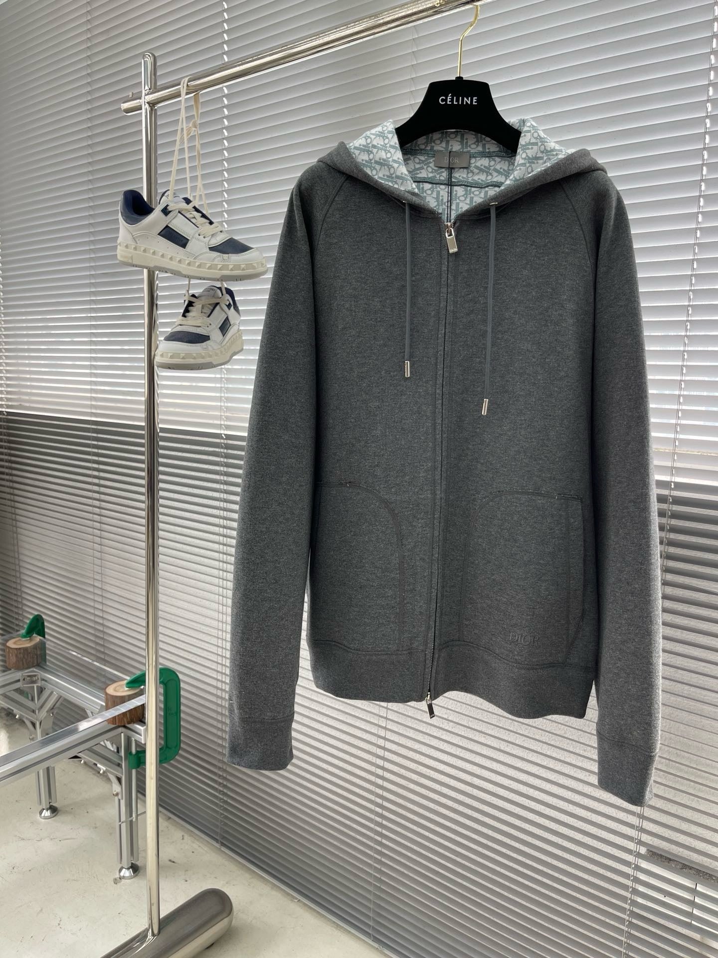 survêtement à capuche CDMaille de coton et cachemire gris