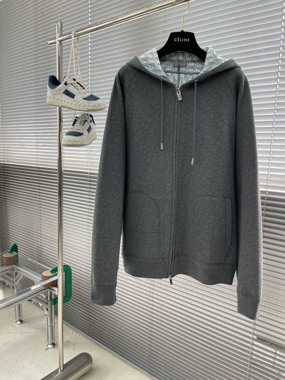 survêtement à capuche CDMaille de coton et cachemire gris