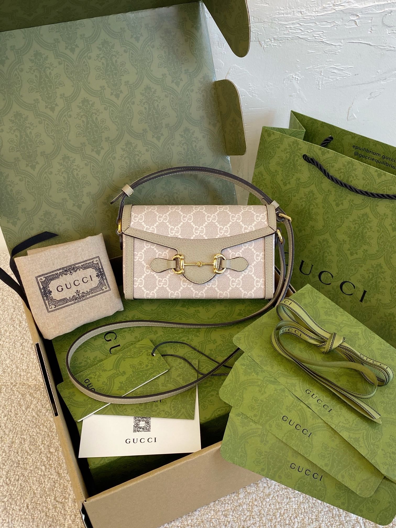 Gg Horsebit 1955 Jumbo-Tasche beige Rechnung