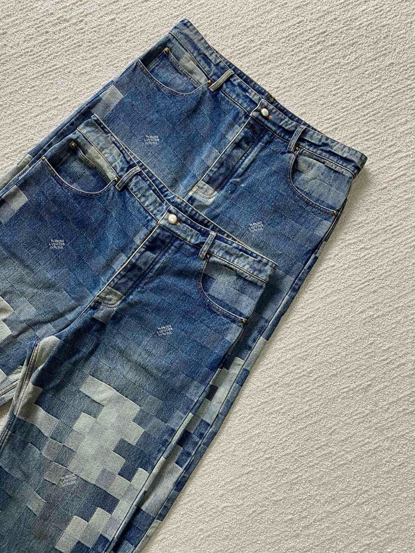 Pantalon droit denim Damier