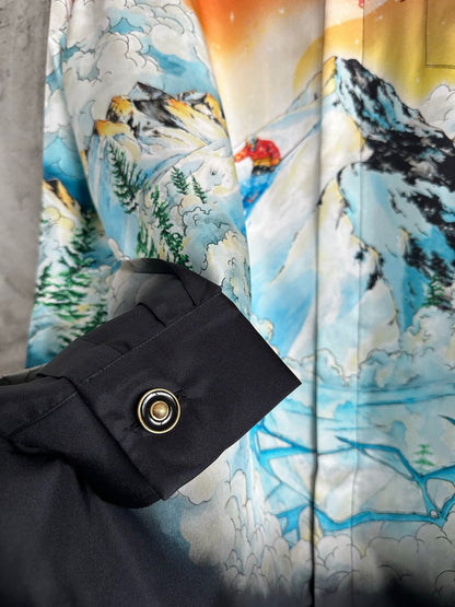 Casa chemise en soie à motif scène de ski