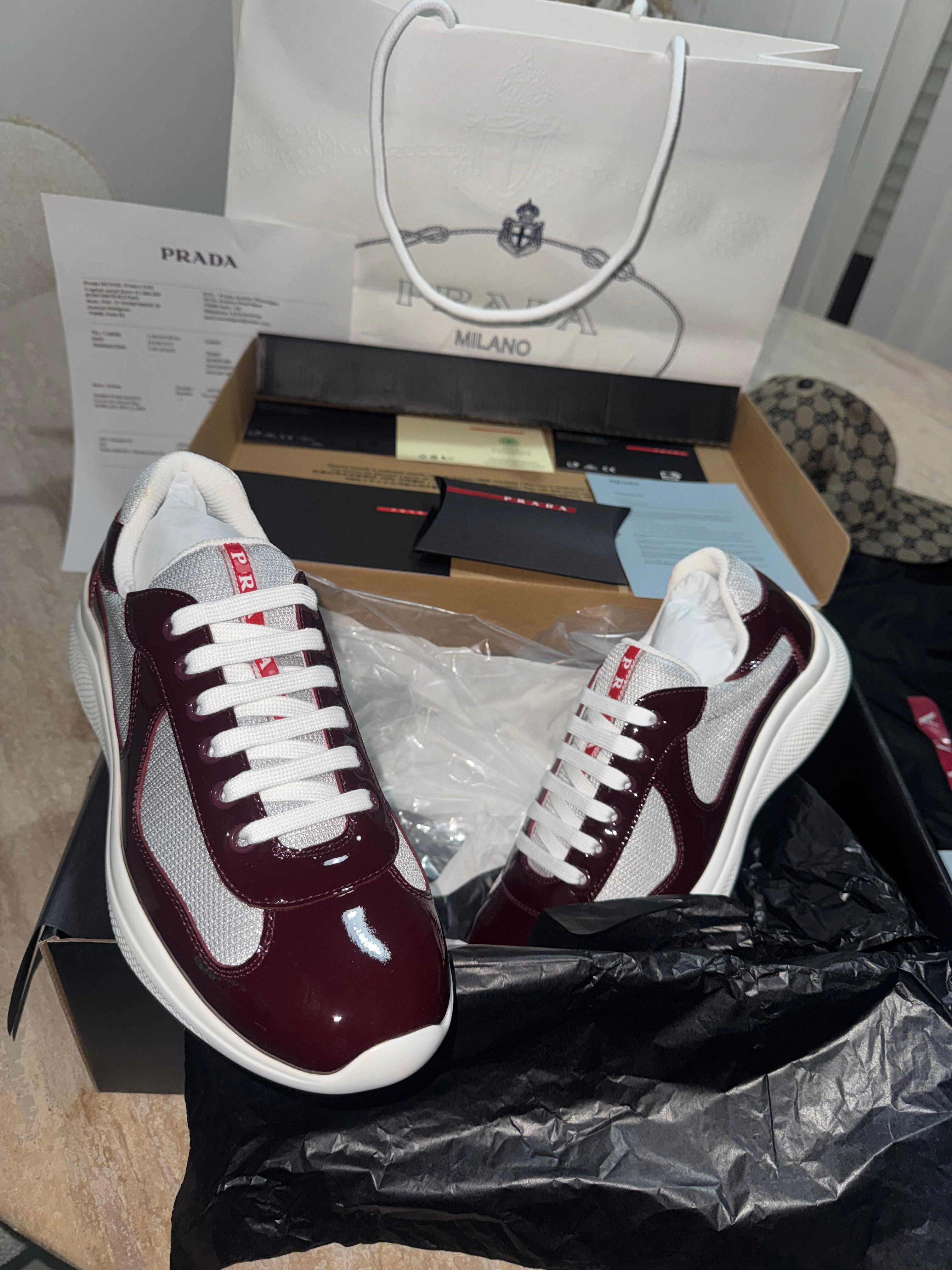 Sneakers Prd America ´ s Cup BORDEAUX Cherry 🍒 tissu bike lisse 10/10 📦⚡️🚚