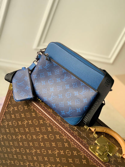 Sac Trio Messenger bleu facture 10/10