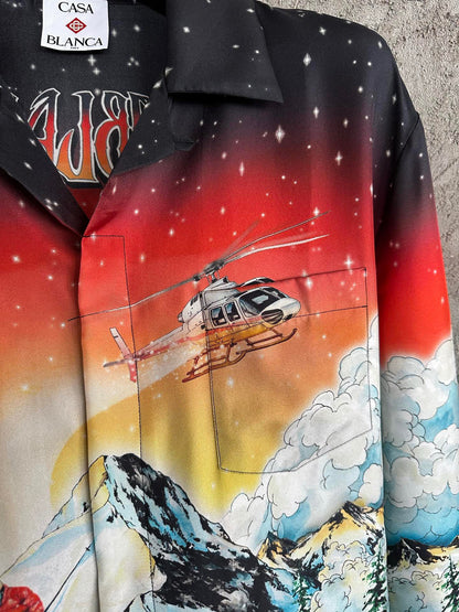 Casa chemise en soie à motif scène de ski