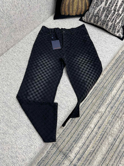 1AHBDY Tracksuit Flocked Damier Denim Trucker Jacket