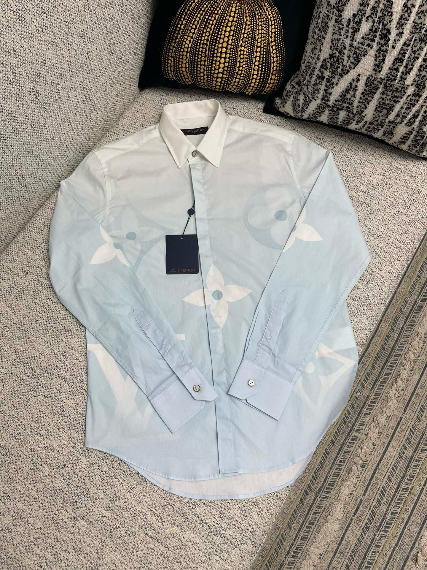 Chemise lv manches longues imprimée Monogram en popeline