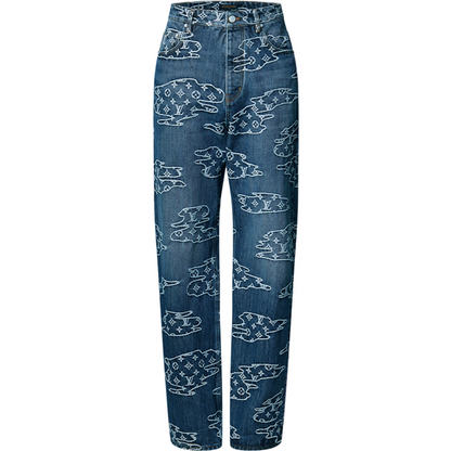 Pantalon droit Monogram en denim lv