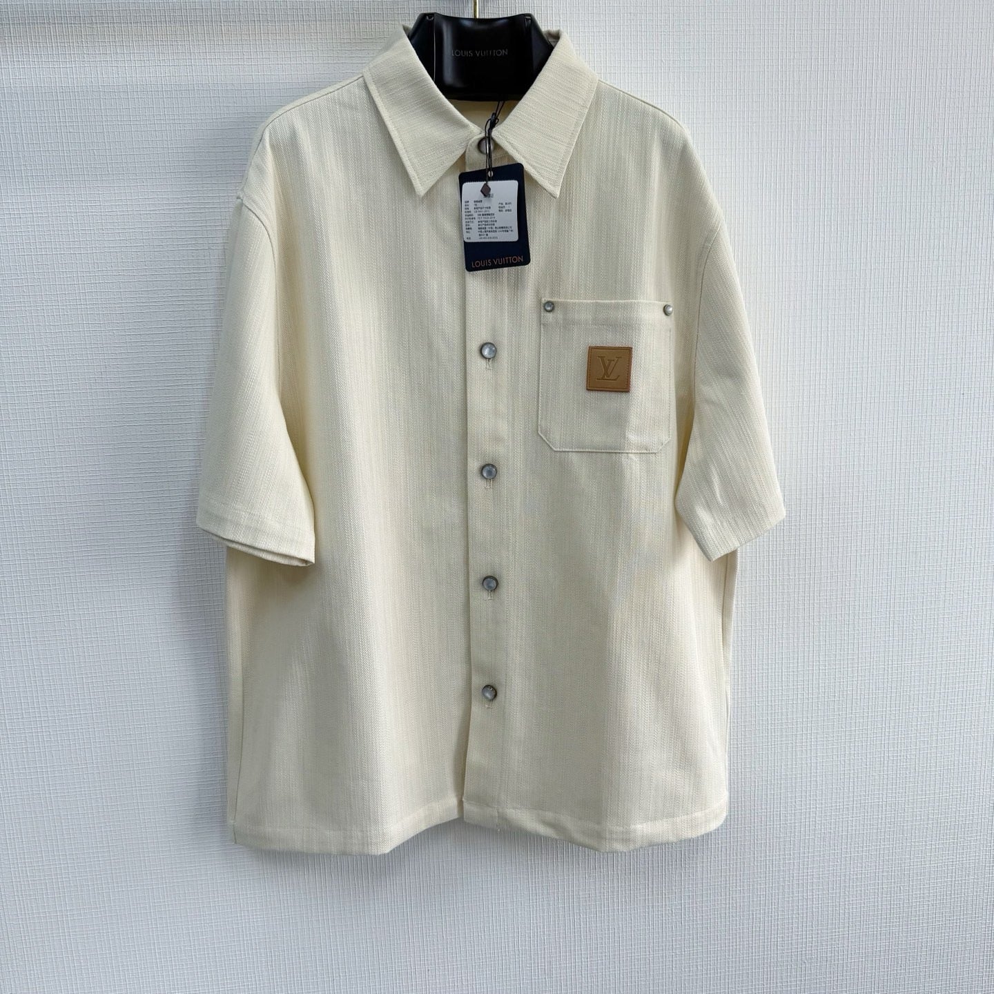 Chemise lv  manches courtes en soie mélangée