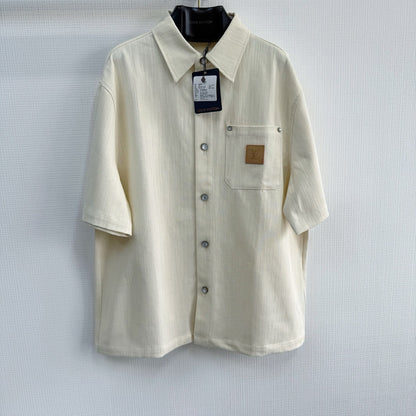 Chemise lv  manches courtes en soie mélangée