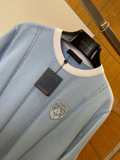 Tee-shirt manches courtes en coton et soie bleu lv