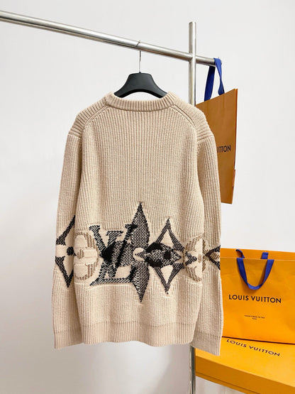 Pull Lv col rond en maille graphique 10/10