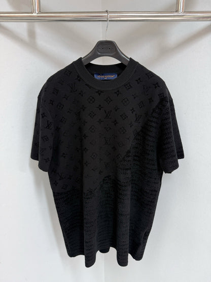 Tee-shirt en maille à motif jacquard lv