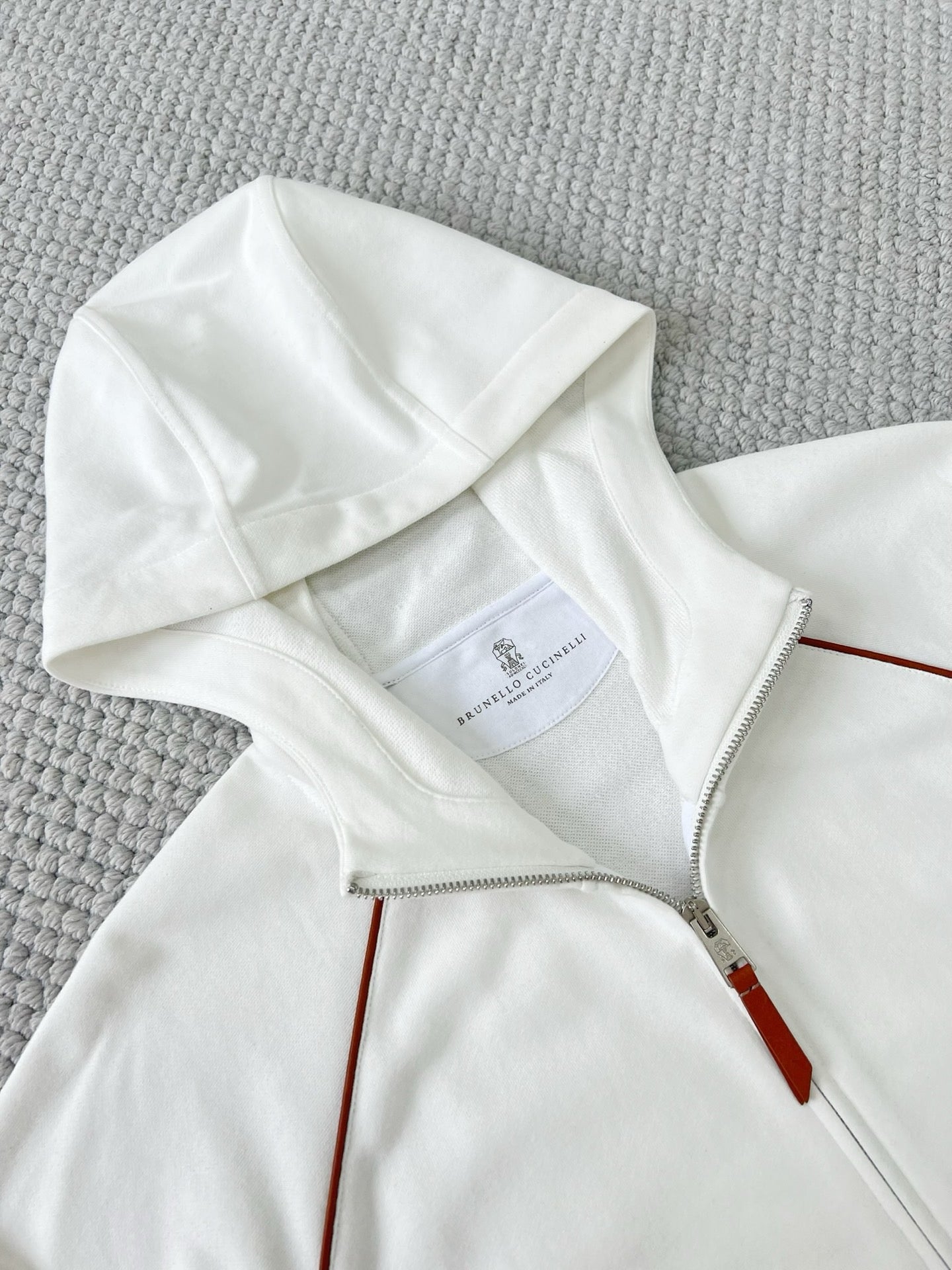 BRUNELLO CUCI Techno Cotton Zip-up Hoodie In White