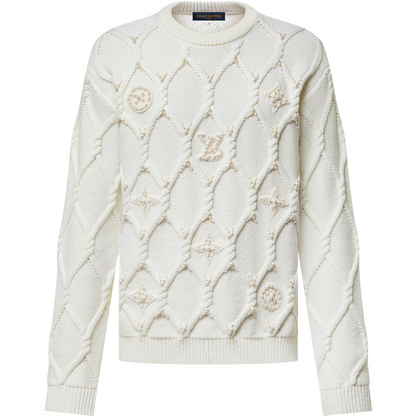 Pull Torsadé ornementé en laine Lv