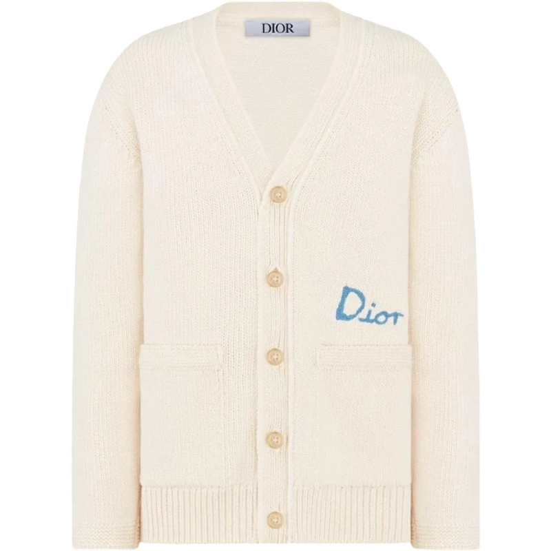 CD AND HYLTON NEL Cardigan Ivory Cotton Blend Knit
