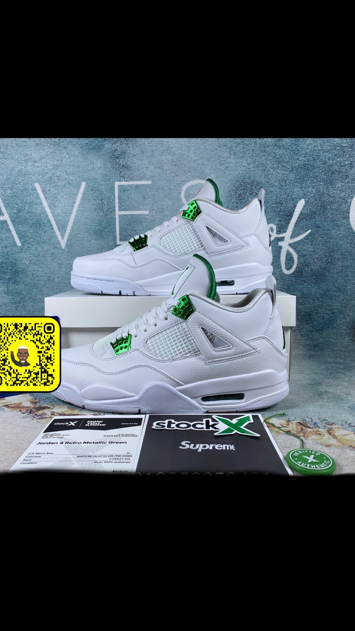 Aj4 Metalic Green 1:1 STOCK X AUTHENTICATION ✔️