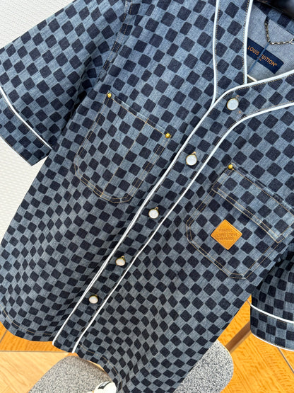 Maillot de baseball Damier en denim lv