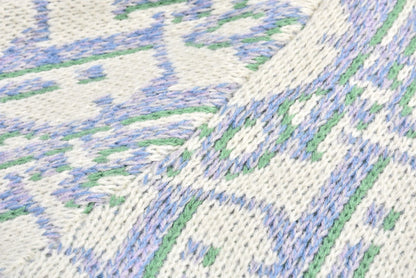 Pull CD Oblique Jacquard de laine vierge blanche et bleue