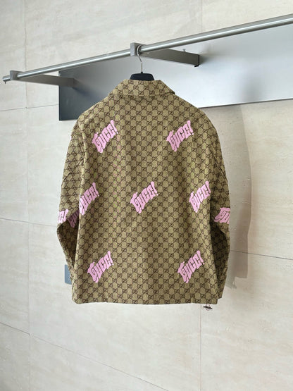 Veste en toile en mélange de lin avec broderie GG