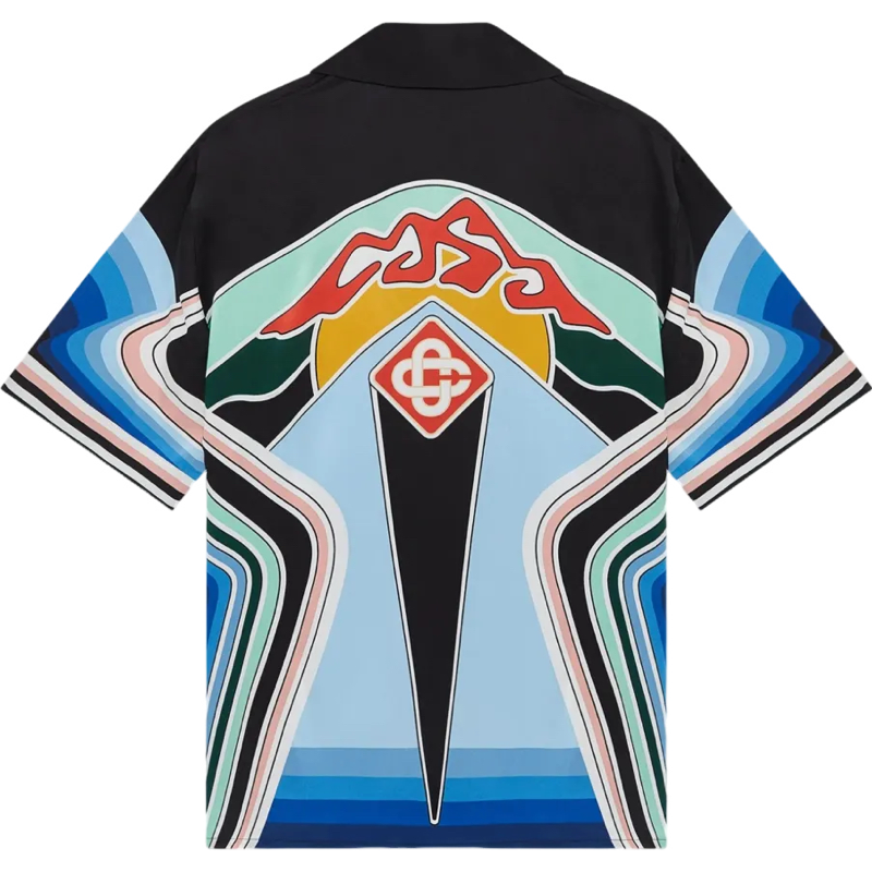 CASAB ENSEMBLE GRAPHIC MOUNTAIN SHORT SLEEVE SILK SHIRT