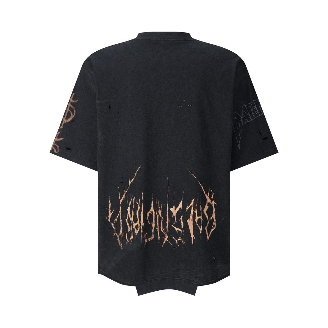 T-SHIRT UPSIDE DOWN PARIS MOON OVERSIZE EN NOIR DÉLAVÉ BLNCG