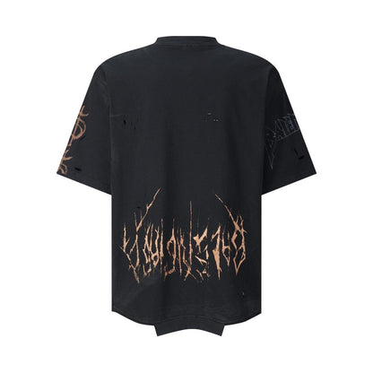 T-SHIRT UPSIDE DOWN PARIS MOON OVERSIZE EN NOIR DÉLAVÉ BLNCG