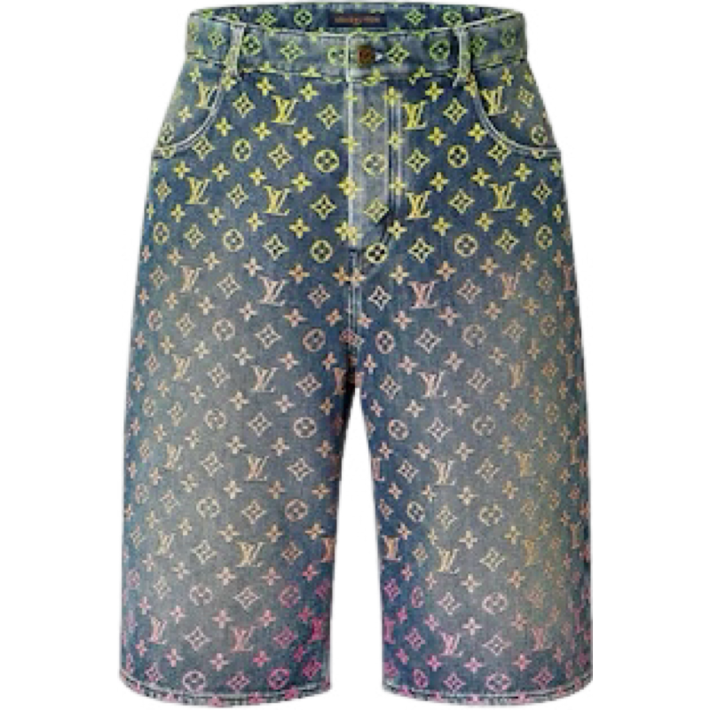 Short en jean Monogram arc-en-ciel Lv  bleu