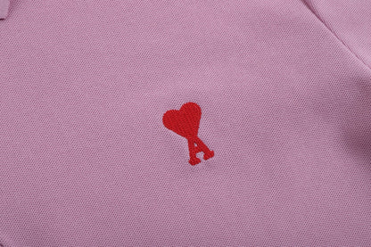 Polo purple à petit logo ami de cœur rouge