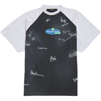 T-SHIRT À MANCHES RAGLAN BANANA OVERSIZE POUR HOMME EN BLANC EFFET SALI/BLEU BLCG