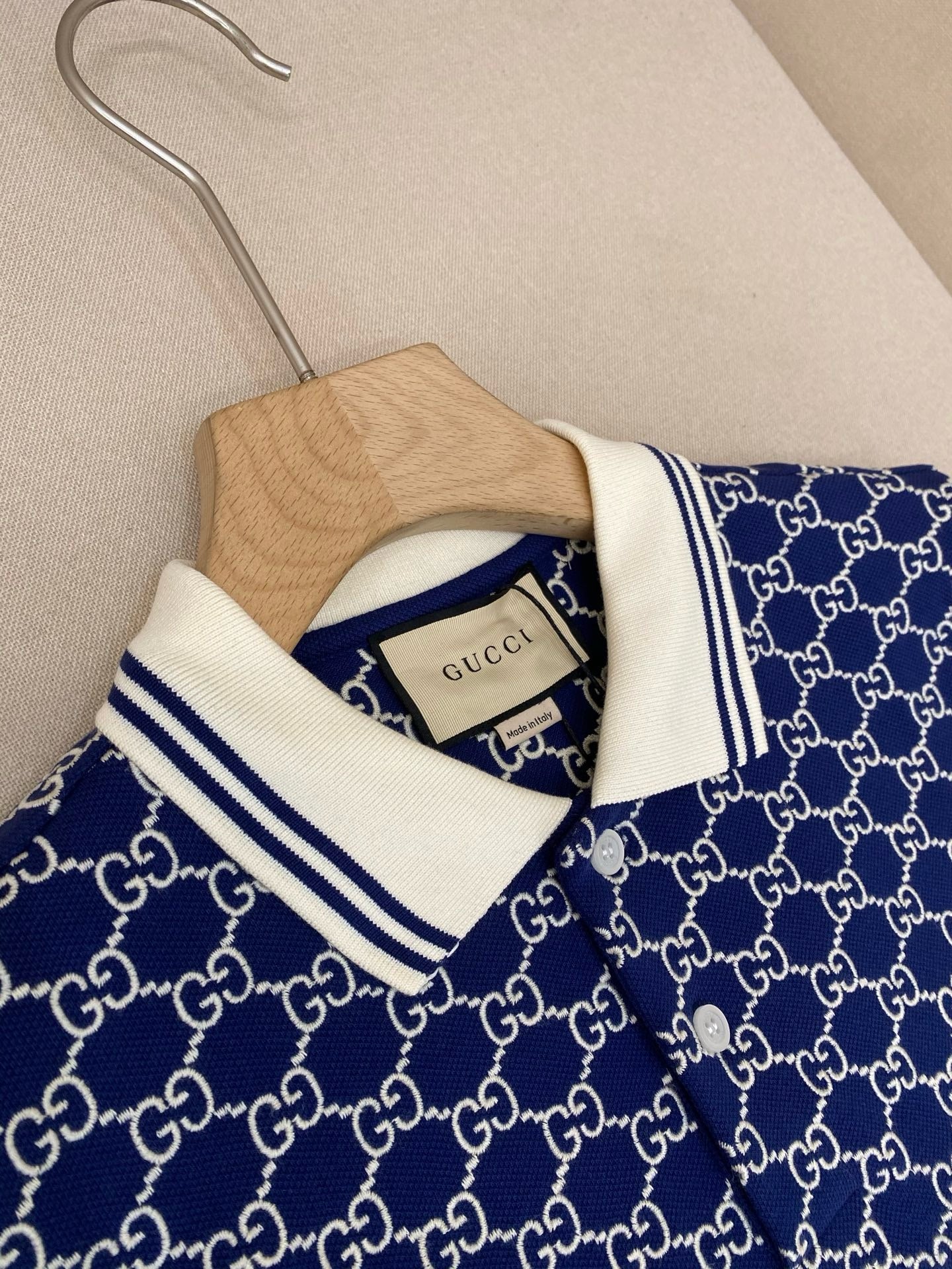 Polo gg coton strectch marron  bleu