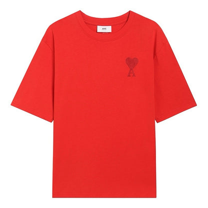 T-shirt rouge à petit logo ami de cœur rouge