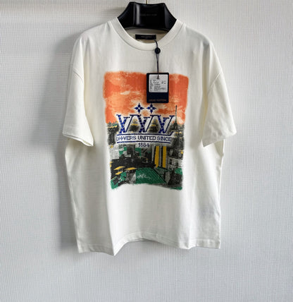 Tee-shirt lv  graphique ornementé en coton