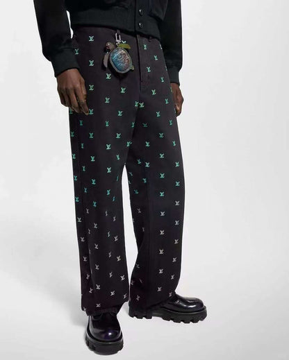 Pantalon droit brodé LV Blason Gradient en denim