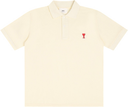 Polo beige à petit logo ami de cœur rouge