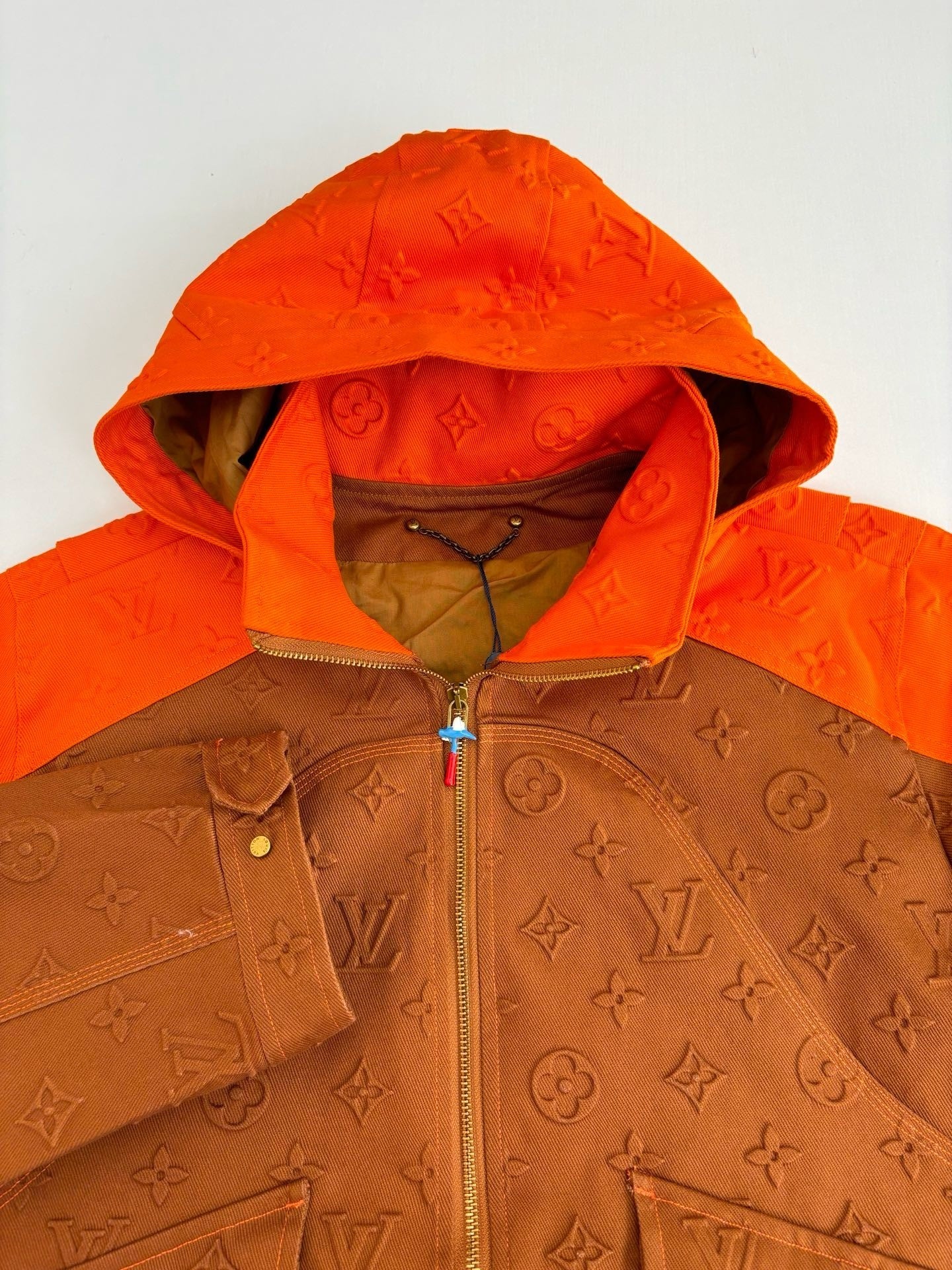 Lv Veste en jean à capuche Monogram marron