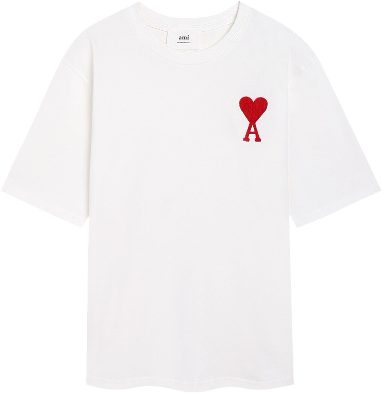 T-shirt blanc à petit logo ami de cœur rouge