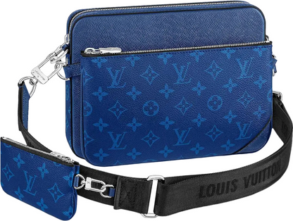 Sac Trio Messenger bleu facture 10/10