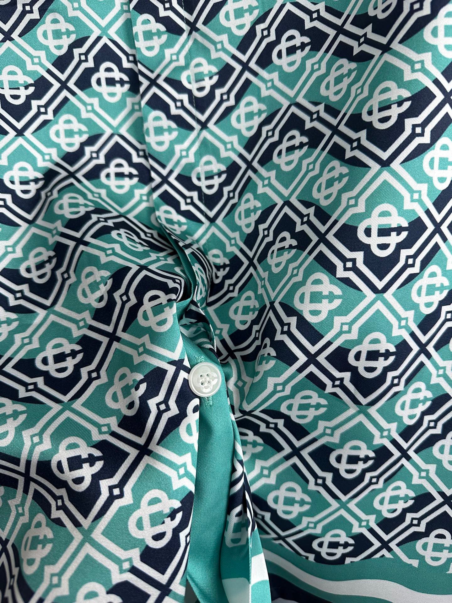 MONOGRAM WAVE LONG SLEEVE SILK SHIRT CASA