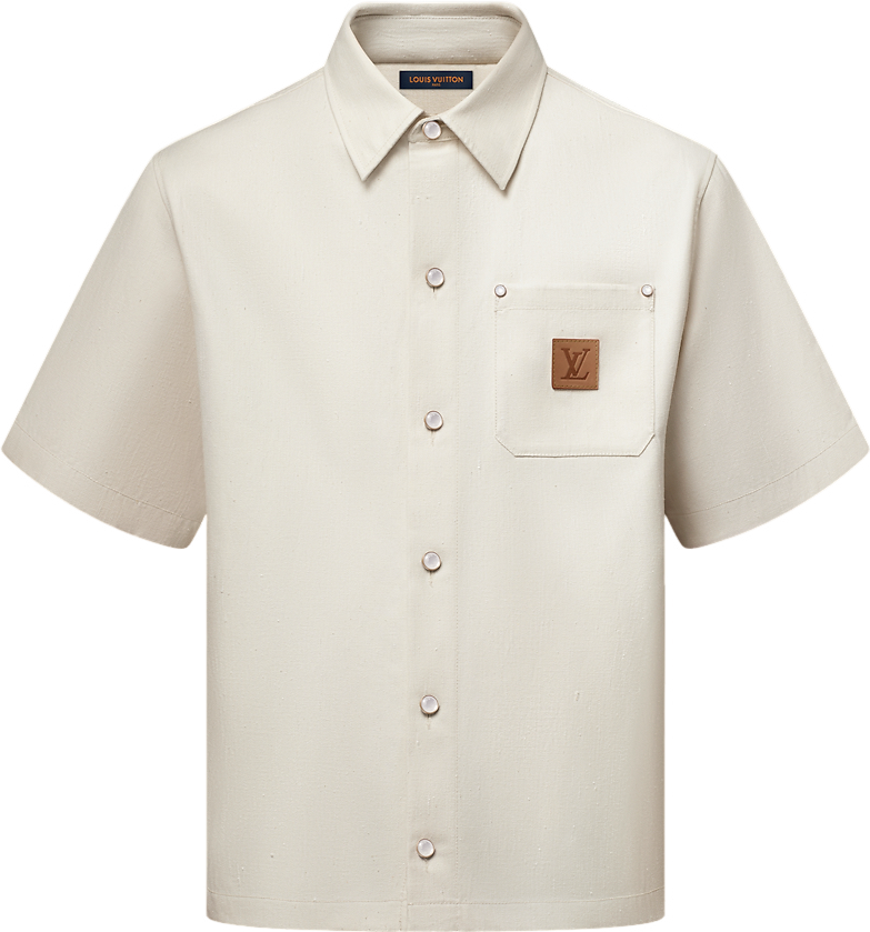 Chemise lv  manches courtes en soie mélangée