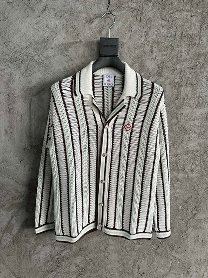 CHEMISE CASA STRIPED COTTON CROCHET SHIRT