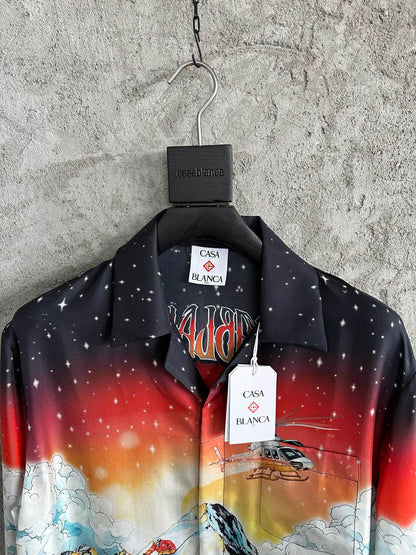 Casa chemise en soie à motif scène de ski