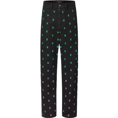 Pantalon droit brodé LV Blason Gradient en denim
