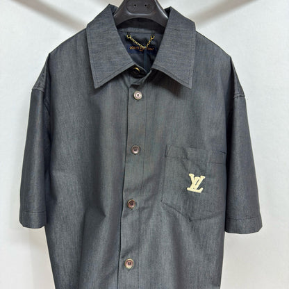 Chemise lv manches courtes brodée en chambray