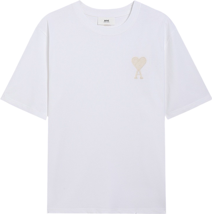 T-shirt blanc à petit logo ami de cœur beige