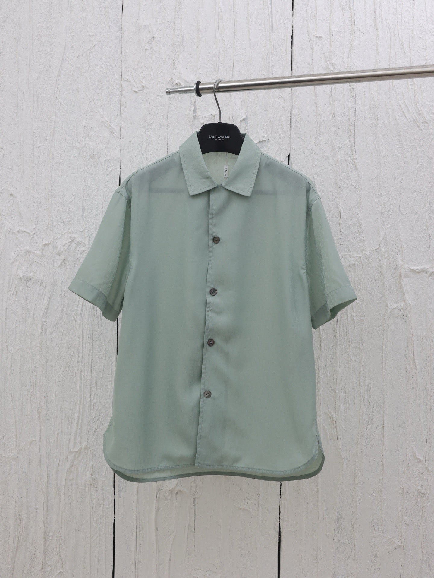 Ensemble Chemise à manches courtes CD Oblique Jacquard de soie et coton vert